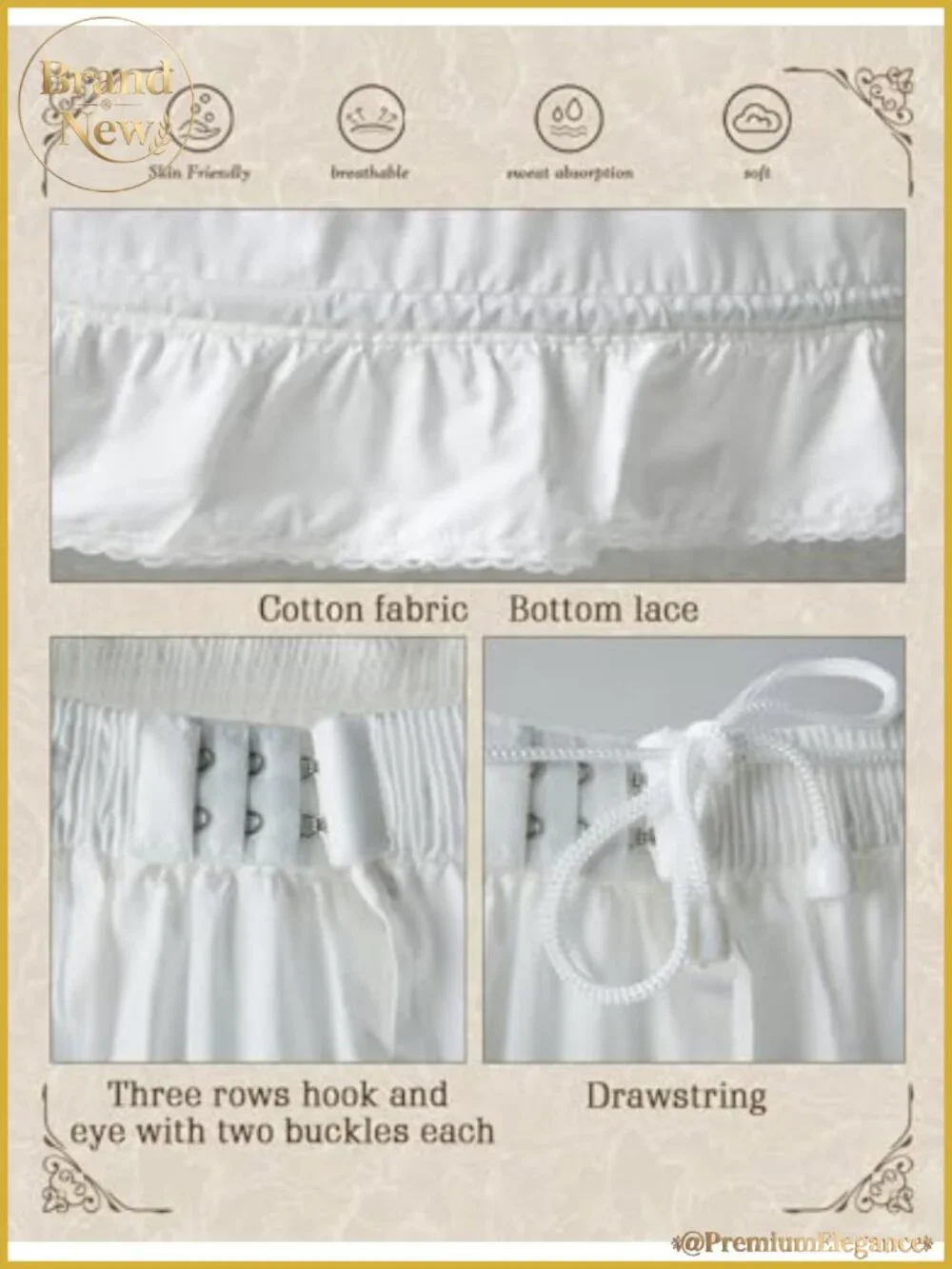 Cotton Hoop Petticoat Crinoline Underskirt Wedding Slip for Women Ball Gown
